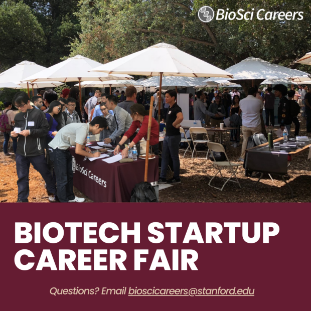 Stanford Bioscience students at a Biotech Startup Career Fair